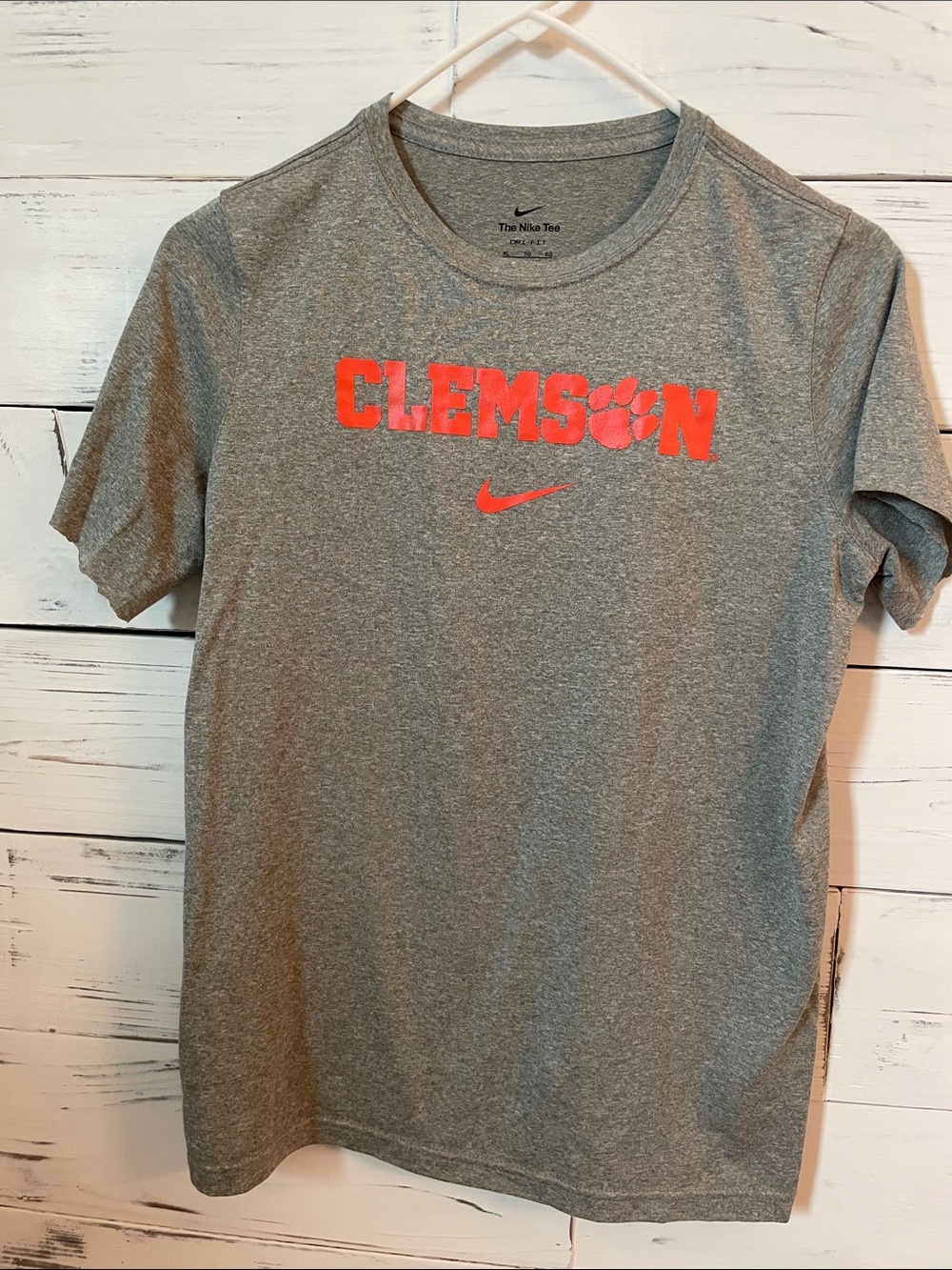 Nike Heather Gray Short-Sleeve Tee with Bright Orange Clemson Logo